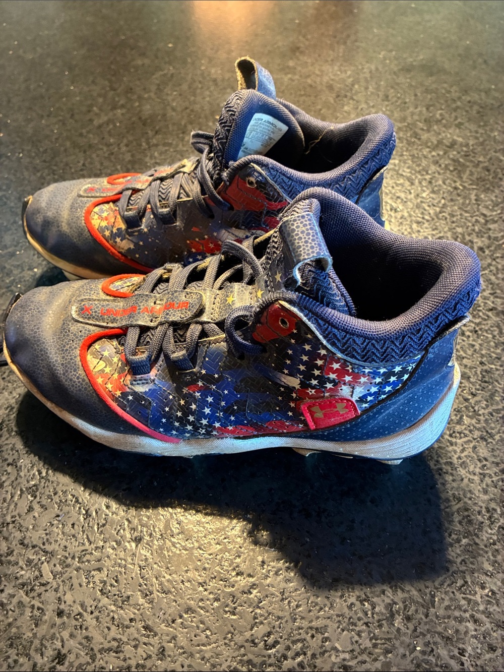 Under Armour Navy & Red Star-Print Kids Sneakers